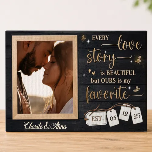 Custom Couple Photo Canvas, Personalized Anniversary Gift, Love Story Wall Art