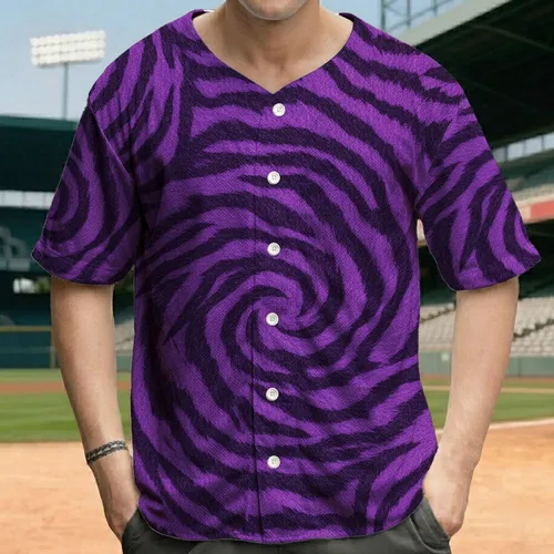 Full Canvas Realistic Purple Tiger Fur Stripes Black Markings - Wildlife Lover Gift Baseball Jersey