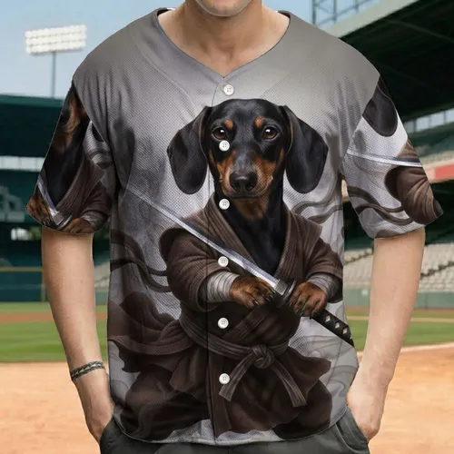 Dachshund Ninja Katana - Martial Arts Dog Lover Gift Baseball Jersey