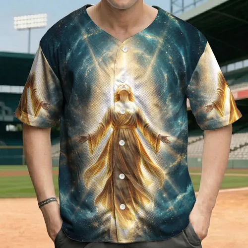 Ethereal Ascending Figure Cosmic Nebula - Spiritual Journey Gift for Cosmic Lover Baseball Jersey