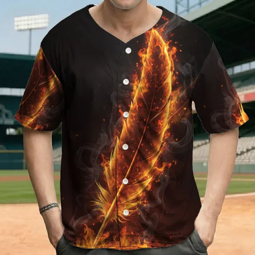 Majestic Fiery Feather, Glowing Embers, Smoldering Earth - Dynamic Style Statement Baseball Jersey