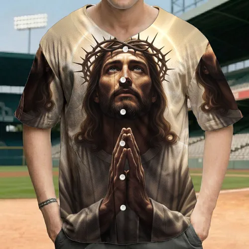 Jesus Christ Crown of Thorns Divine Light - Christian Faith Gift for Believers Baseball Jersey