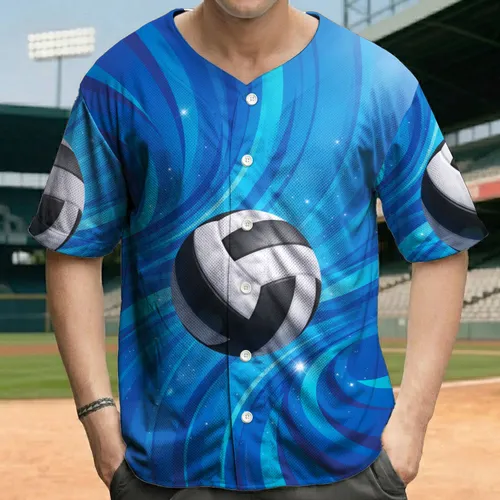 Volleyball Waves Starbursts - Enthusiast Gift for Volleyball Players Baseball Jersey