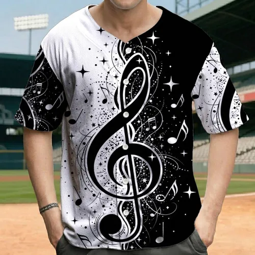 Treble Clef Musical Notes Split Field - Music Lover Gift for Musicians Baseball Jersey