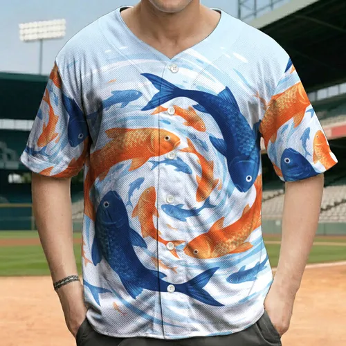 Orange Deep Blue Fish Swirling Water - Wildlife Lover Gift for Ocean Enthusiasts Baseball Jersey
