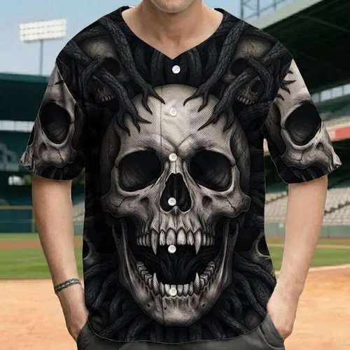 Gothic Human Skulls Gnarled Roots - Horror Halloween Party Gift Baseball Jersey