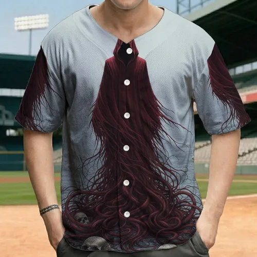 Ominous Robed Figure Skulls - Dark Fantasy Style Gift for Fantasy Lover Baseball Jersey