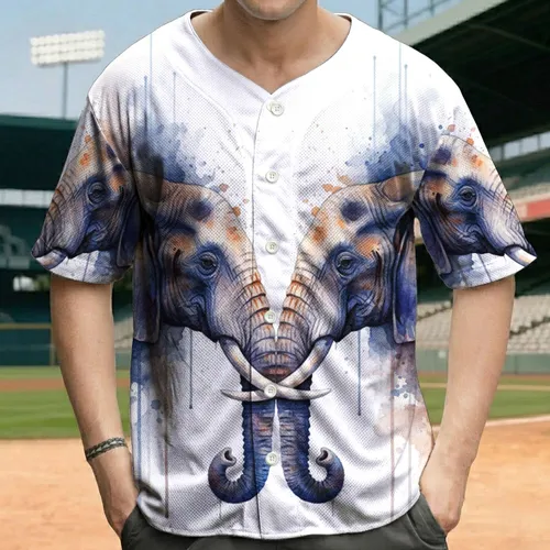 African Elephants Ivory Tusks Curled Trunks - Wildlife Lover Gift for Elephant Lover Baseball Jersey