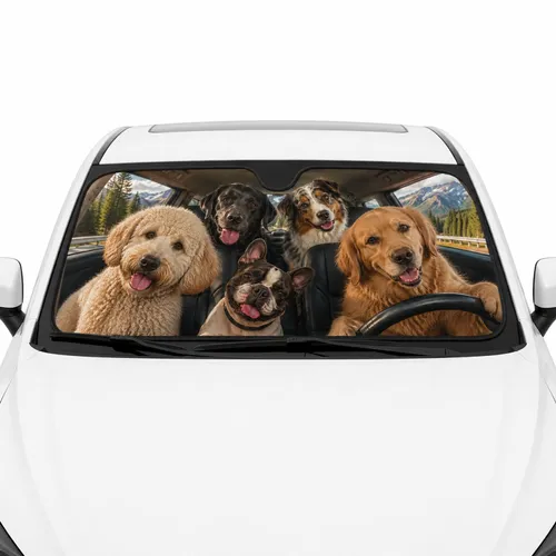 Funny Golden Retriever Car Windshield Sun Shade Perfect Gift for Dog Lovers - Summer Holiday Gift Car Sunshade