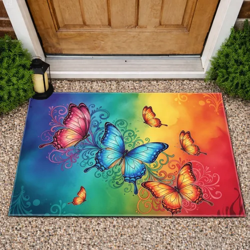 Butterflies Swirls - Home Decor Gift for Butterfly Lover Doormat