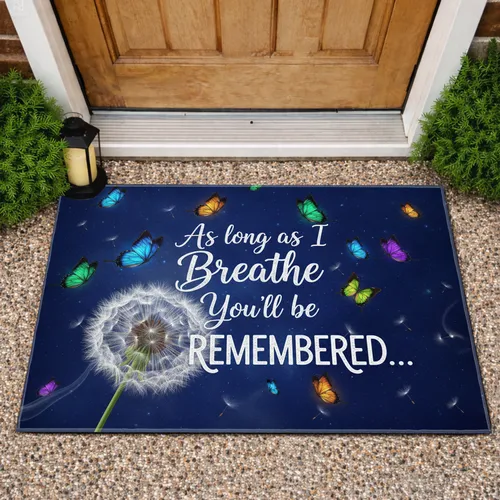 Remembered Script Butterflies Dandelion Cosmos - Meaningful Home Decor Gift Doormat