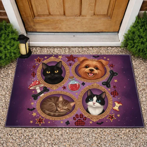 Cats Dogs Portraits Cosmic Stars - Home Decor Gift for Pet Lover Doormat