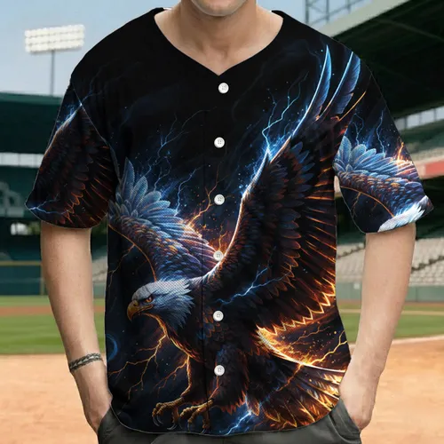 Majestic Electric Blue Fiery Orange Eagle - Wildlife Lover Gift Baseball Jersey