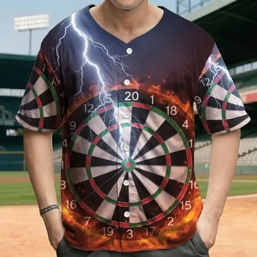 Dartboard Lightning Flames - Game Room Decor Gift for Darts Player Baseball Jersey