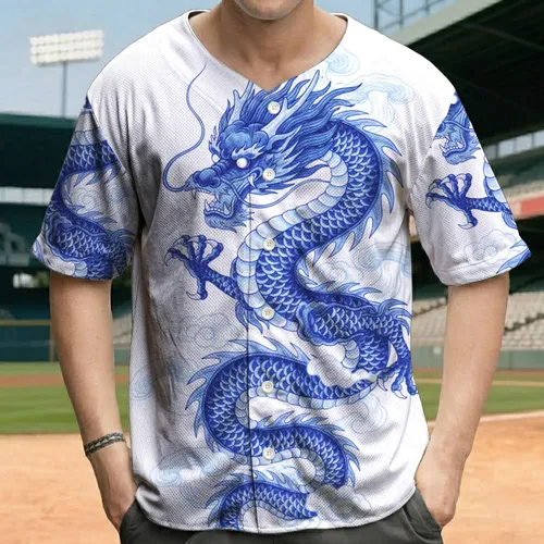Ascending Chinese Dragon Swirling Lingzhi Clouds - Mythology Lover Gift Baseball Jersey