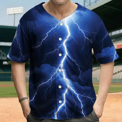 Dynamic Radiant Lightning Storm Clouds Night Sky - Nature Lover Gift Baseball Jersey