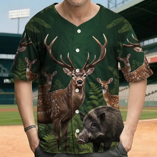 Majestic Stag Wild Boar Forest Birds - Wildlife Lover Gift Baseball Jersey