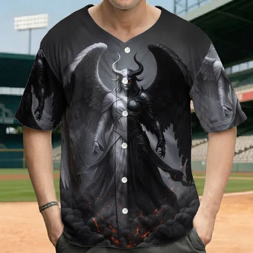 Split Angel Demon Figure Dark Fantasy Lover Gift Baseball Jersey