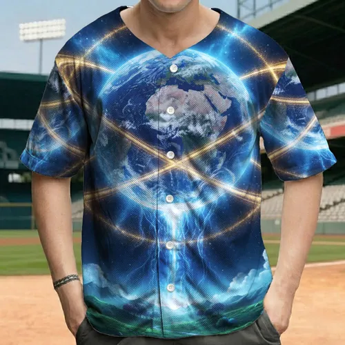 Luminous Earth Fantasy Landscape - Cosmic Lover Gift for Space Lovers Baseball Jersey