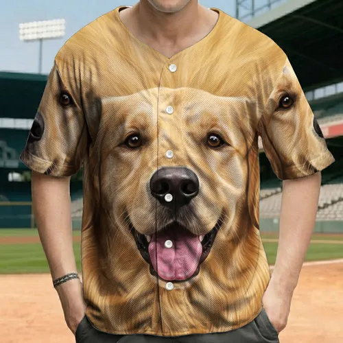 Golden Retriever Happy Dog Face - Dog Lover Gift for Pet Owners Baseball Jersey