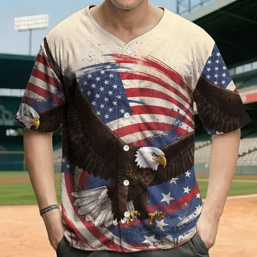 Bald Eagle Distressed American Flag Independence Day Gift for Veterans Baseball Jersey