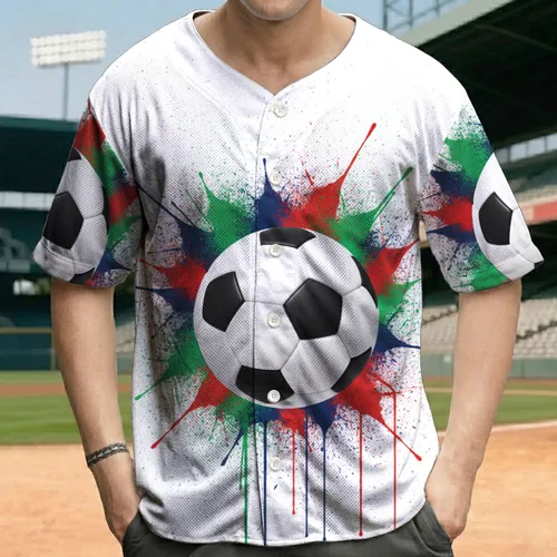 Soccer Ball Explosion Splatters - Game Day Sports Event for Soccer Lovers Baseball Jersey