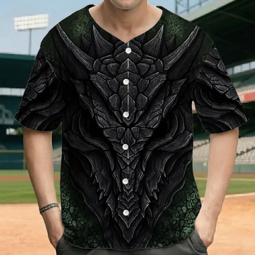 Skeletal Focal Point Monstrous Reptilian Visage - Dark Fantasy Lover Gift Baseball Jersey