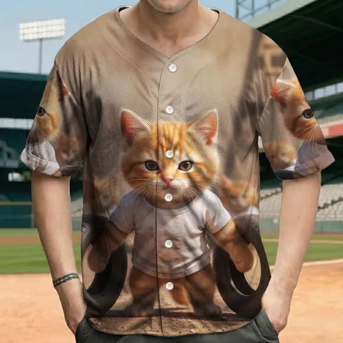 Fluffy Orange Tabby Kitten Tire Lift - Workout Lover Gift for Fitness Enthusiasts Baseball Jersey