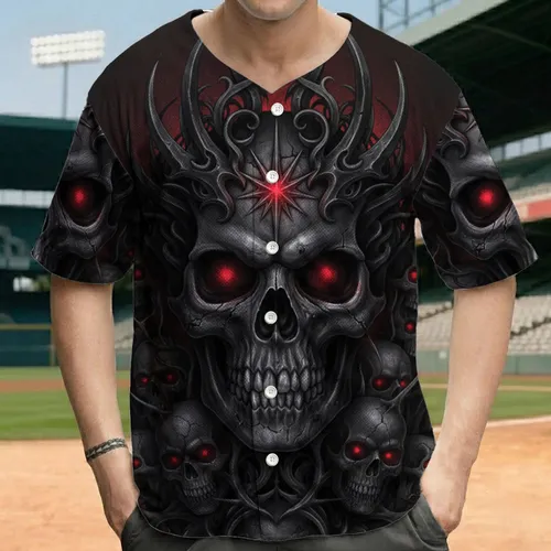 Gothic Skull Flame Crown Star - Statement Wear Gift Baseball Jersey