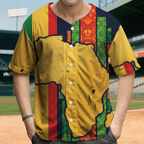 African Continent Map Pan-African Colors - Cultural Heritage Gift Baseball Jersey