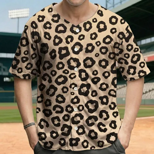 Bold Black Leopard Spots Light Tan Background - Wildlife Lover Gift for Leopard Enthusiast Baseball Jersey