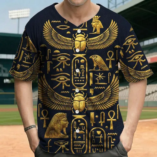 Ancient Egyptian Hieroglyphs Ankh Pharaohs - Egyptology Lover Gift Baseball Jersey