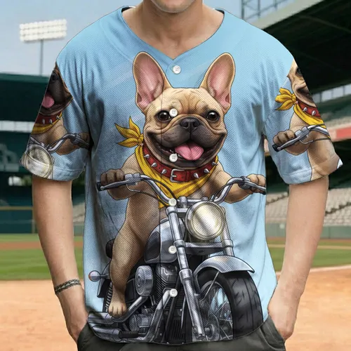 French Bulldog Bandana Vintage Cruiser Motorcycle Ride - Dog Lover Gift for Dog Owners Baseball Jersey