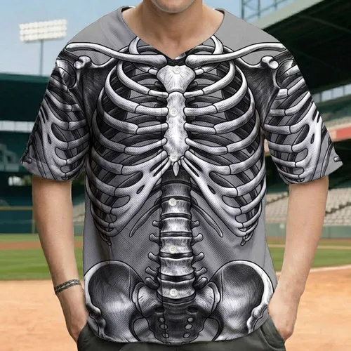 Human Skeletal Torso Rib Cage Spine - Anatomy Enthusiast Gift for Biology Students Baseball Jersey