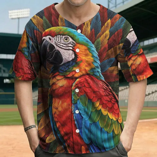 Majestic Macaw Tropical Feathers - Tropical Bird Lover Gift Baseball Jersey