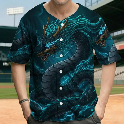Powerful Eastern Dragon Storm Clouds - Fantasy Lover Gift for Dragon Fan Baseball Jersey