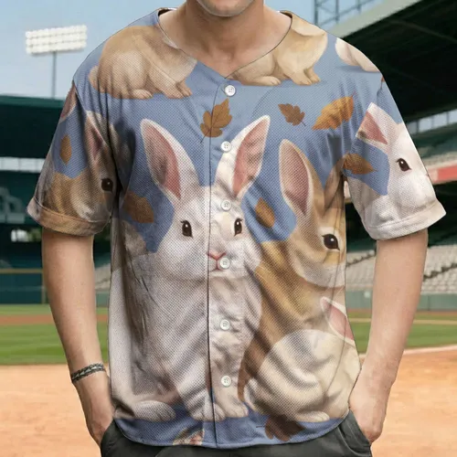 Rabbits Animals Fallen Leaves - Wildlife Lover Gift Baseball Jersey
