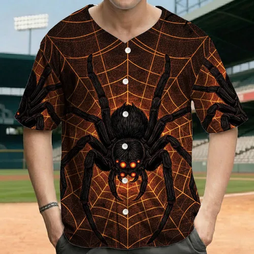 Black Tarantula Glowing Spiderweb - Spooky Gift for Insect Lover Baseball Jersey