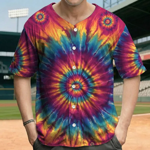 Swirling Spiral Burst Vortex Cloud Edges Color Streaks - Festival Wear Baseball Jersey