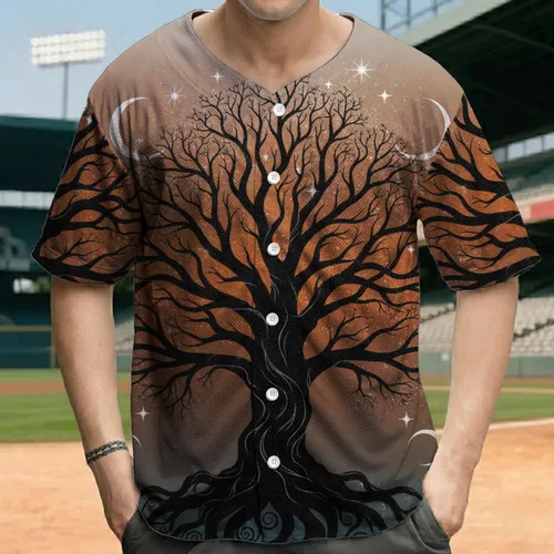 Ancient Gnarled Tree Moons Sky - Celestial Lover Gift Baseball Jersey