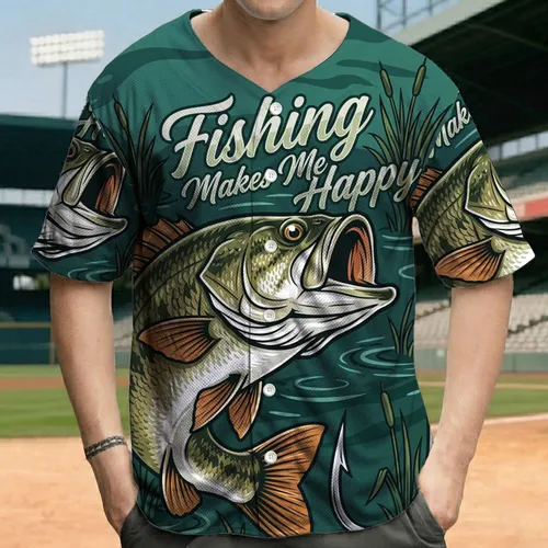 Largemouth Bass Fishing Hook - Fishing Enthusiast Gift for Anglers Baseball Jersey