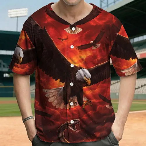 Bald Eagle Outstretched Wings Snake Smoke Sky - Wildlife Lover Gift Baseball Jersey