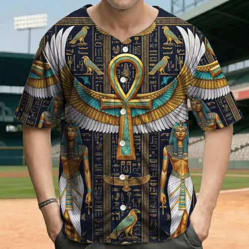 Ancient Ankh Egyptian Figures Hieroglyphs - History Lover Gift Baseball Jersey