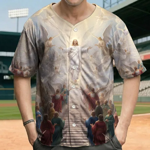 Radiant Ascending Angels Celestial Stairway Divine Light - Spiritual Gift Baseball Jersey