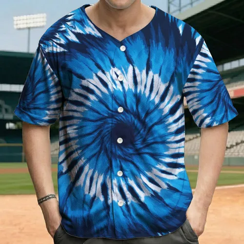 Sharp Spiky Tie-Dye Vortex Swirl - Distinctive Lifestyle Fashion Statement for Everyday Wear Baseball Jersey