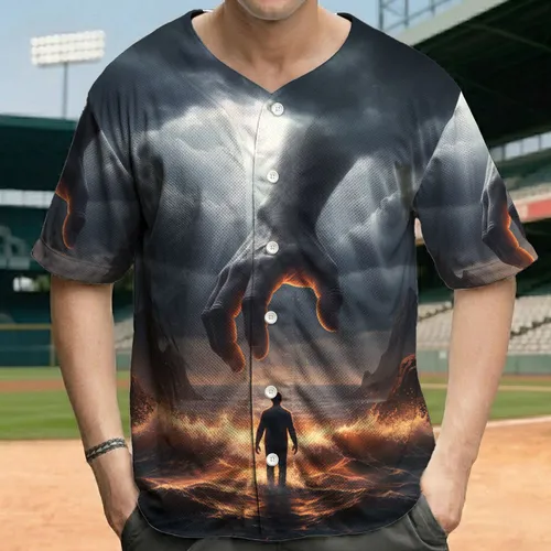 JESUS Is My Savior Man Walking Water Colossal Hand - Christian Faith Gift Baseball Jersey