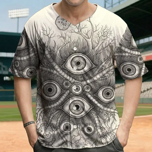Detailed Eye-like Structures Spine Forms Cellular Growths - Surreal Unsettling Wear for Biology Fans Baseball Jersey