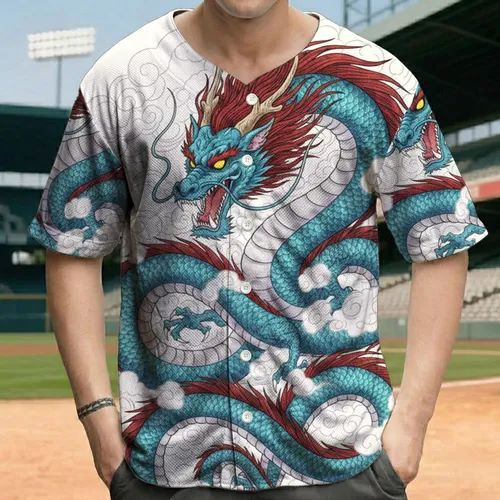 Roaring Oriental Dragon Coiling Body Swirling Clouds - Mythical Creature Lover Gift Baseball Jersey