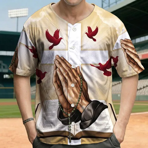 JESUS IS THE ONLY Praying Hands Cross Doves - Spiritual Lifestyle Gift Baseball Jersey