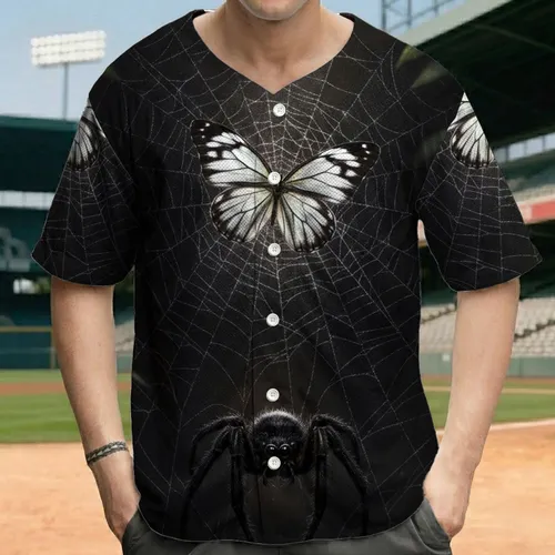 White-Winged Butterfly Dark Veins Spider Web Spider - Everyday Wear Gift for Wildlife Lovers Baseball Jersey
